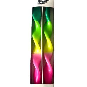 Artisan Twisted Taper Candles Bouffants & Broken Hearts Dip Neon Dyed  NEW